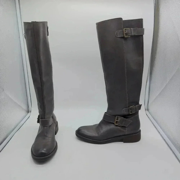 Enzo Angiolini Easayin Blue Leather Suede Knee Boots  sz 6 - Picture 2 of 8